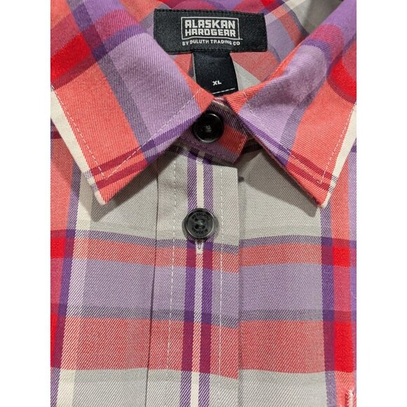 Alaskan Hardgear Duluth Trading Co Women's Plaid Short-Sleeved Shirt Dress Sz XL - Picture 7 of 16